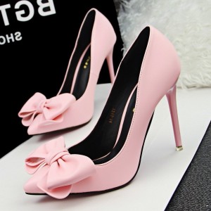 pudra pembe kurdeleli ince topuklu stiletto