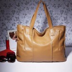 hakiki deri bej rengi tote kol çantası sk7919
