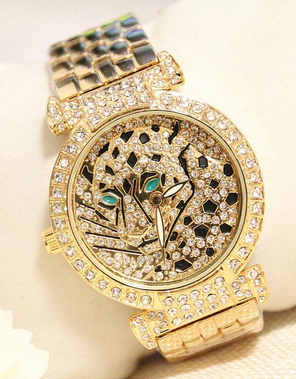 metal kordonlu taşlı leopar kol saati sk5883 metal kordonlu taşlı leopar kol saati sk5883