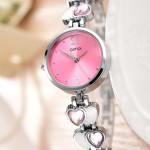 pembe taşlı kordonlu zarif kol saati sk8032