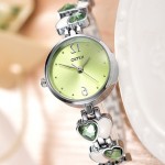 yeşil taşlı kordonlu zarif kol saati sk8032