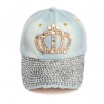 zımbalı taşlı buz mavisi kraliçe kot şapka sk8057
