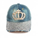 zımbalı taşlı mavi kraliçe kot şapka sk8057