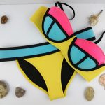 balenli turkuaz pembe sarı renkli bikini sk9951