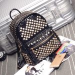 kristal taşlı zımbalı bayan siyah sırt çantası sk10280