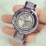 oynar kristal taşlı gümüş bayan kol saati sk9803