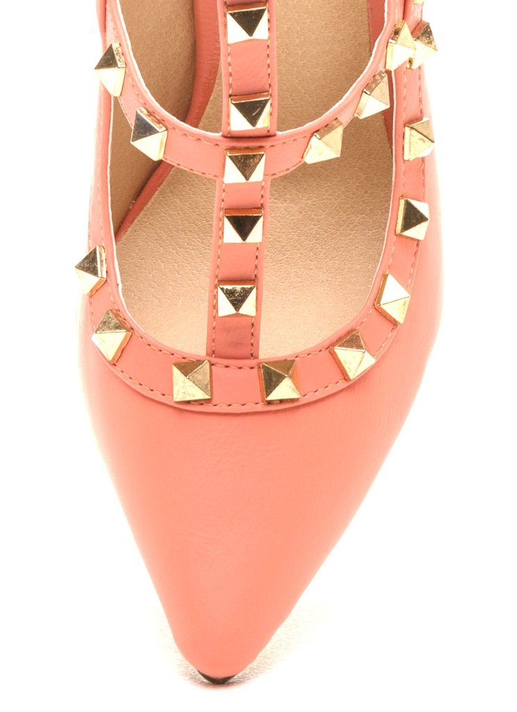 Studded Strap Leather Stiletto Heels for Women SK8378 - Image 12