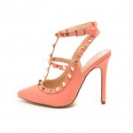 zımbalı bantlı pudra tokalı deri stiletto sk8378