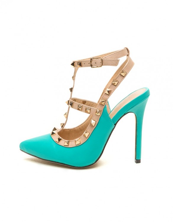 zımbalı bantlı turkuaz tokalı deri stiletto sk8378 zımbalı bantlı turkuaz tokalı deri stiletto sk8378