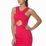 çapraz bantlı dekolteli pembe mini gece elbisesi sk8586