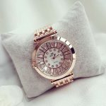 kristal taşlı bronz bayan kol saati sk11282