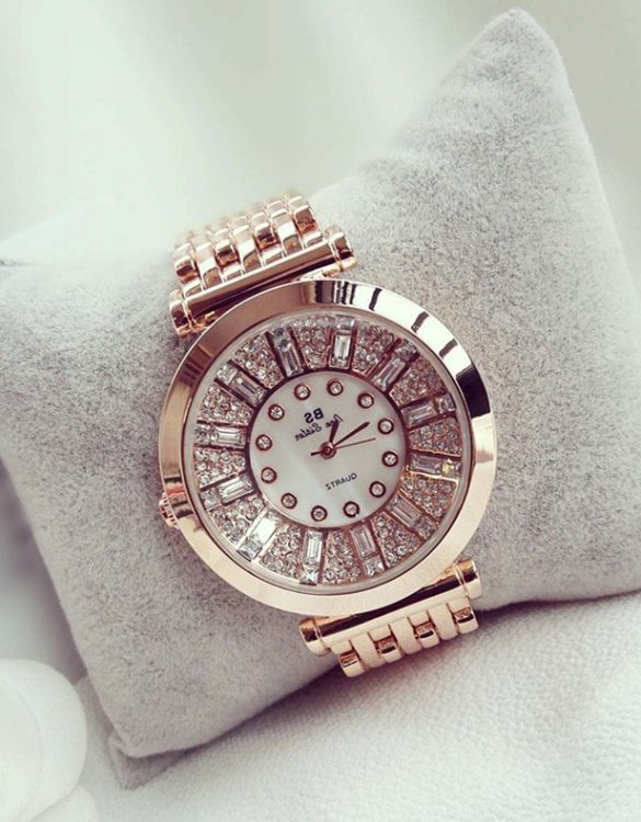 kristal taşlı bronz bayan kol saati sk11282 kristal taşlı bronz bayan kol saati sk11282