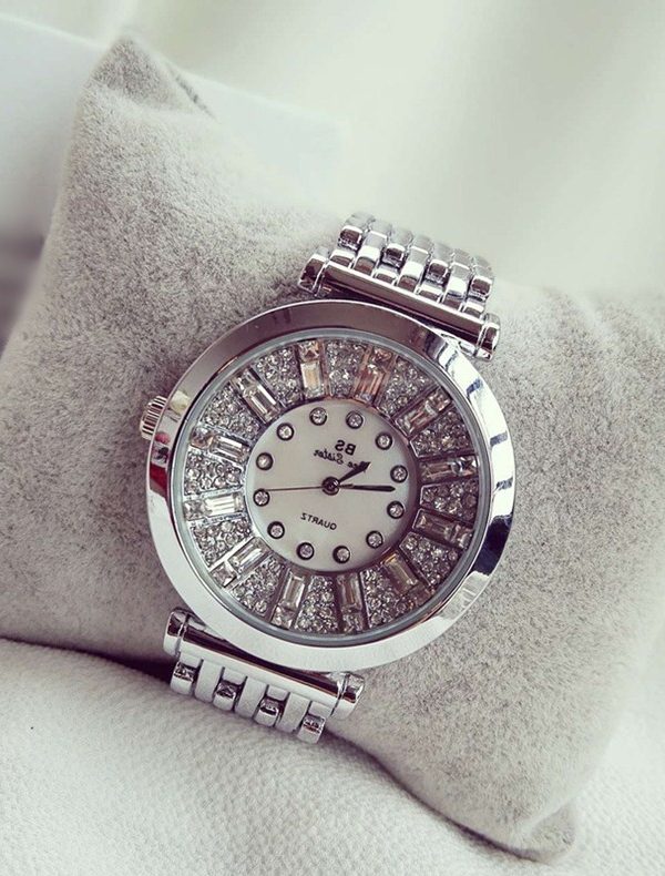 Kristal Taşlı Bayan Saati SK11282 - Gümüş