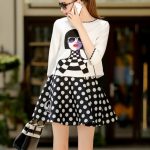 siyah beyaz puantiyeli elbise