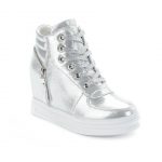 gizli topuklu gümüş bayan sneaker sk13509