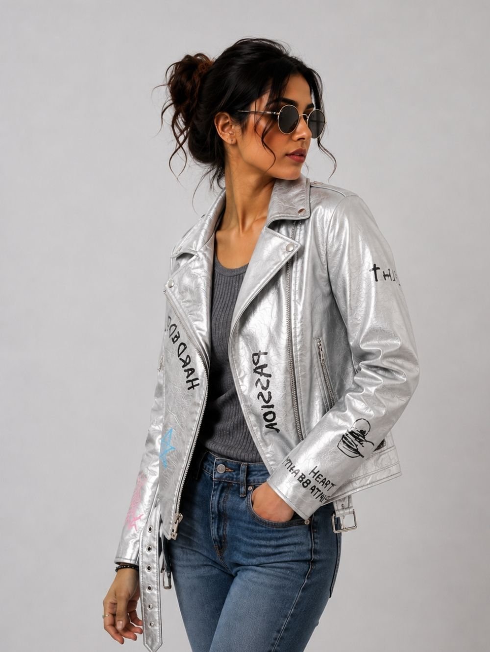 Belt Detail Genuine Leather Jacket for Women SK13579 SK13579 - Image 2