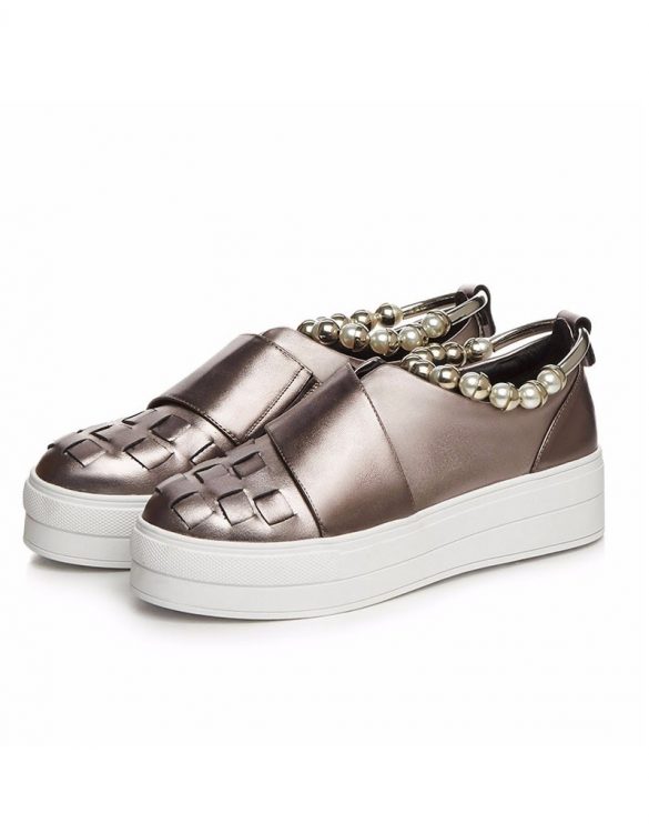 bronz inci bileklikli platform loafer sk14190 bronz inci bileklikli platform loafer sk14190