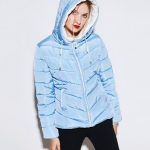 mavi kapüşonlu bayan şişme mont sk14257