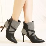 sk14182 siyah gri topuklu bootie