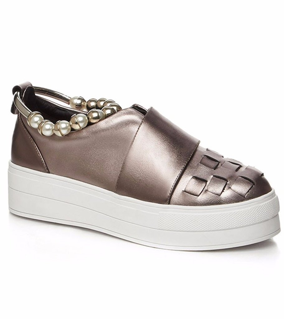 platform loafers women woven toe detail
