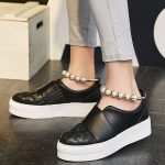 sk14190 siyah deri bayan sneakers