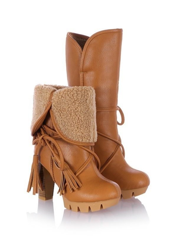chunky heel lace up boots winter style