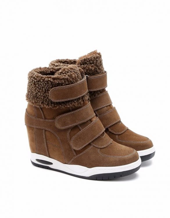 kahverengi gizli topuk kürklü süet sneaker sk15872 kahverengi gizli topuk kürklü süet sneaker sk15872