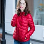 kırmızı çift taraflı bayan şişme mont sk15811