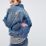 mavi nakış desenli kot ceket sk15322