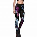 siyah geometrik desenli spor tayt sk15433