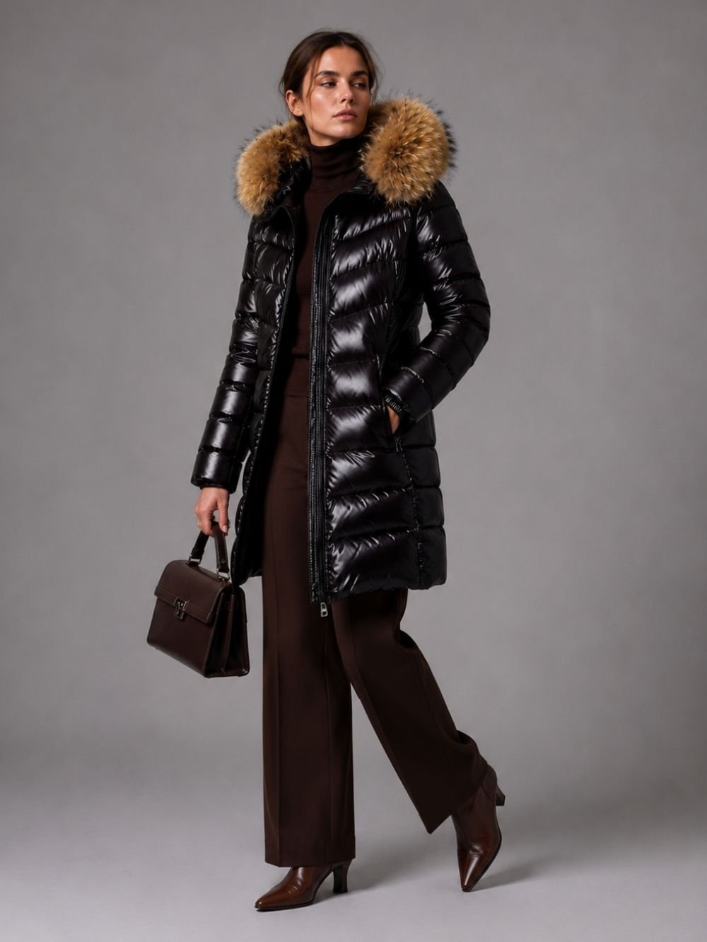 Fur Hooded Long Parka Women SK16853 - Image 3