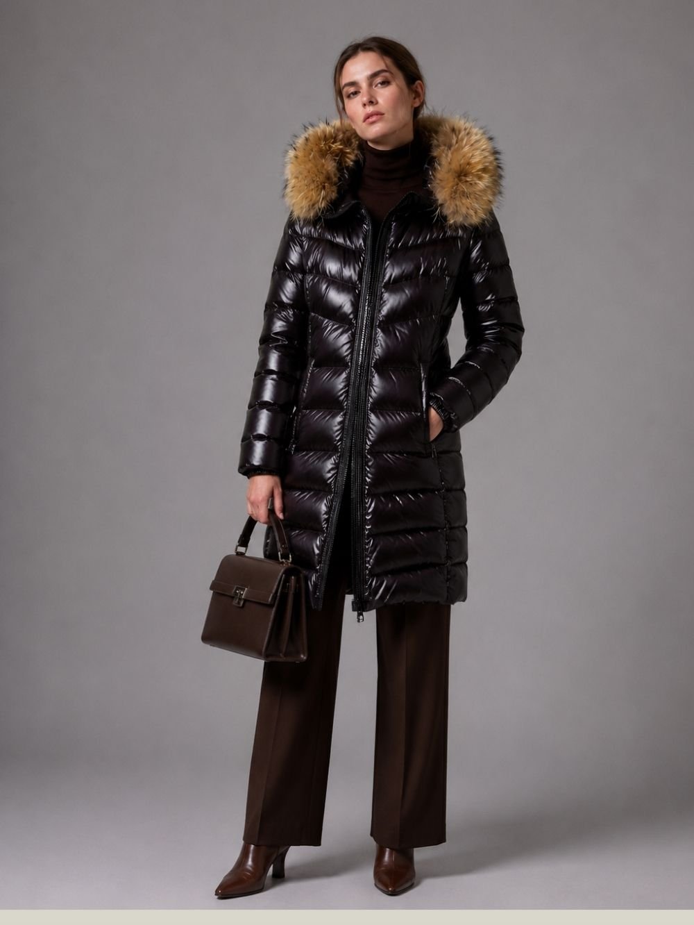 Fur Hooded Long Parka Women SK16853