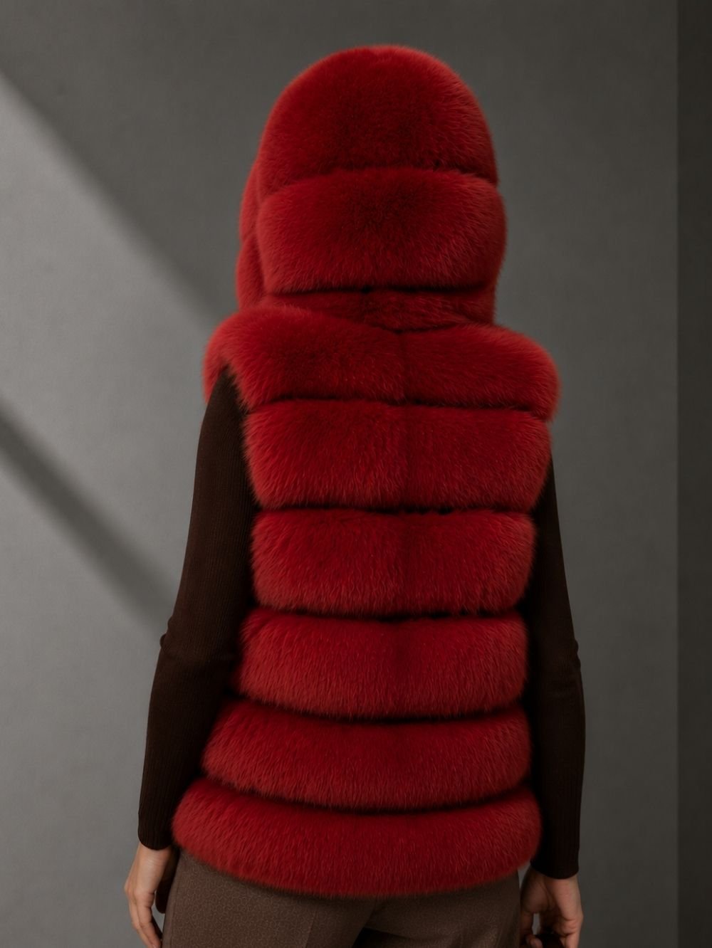 Hooded Faux Fur Vest Women – Warm Winter Faux Fur Vest SK17344 - Image 6