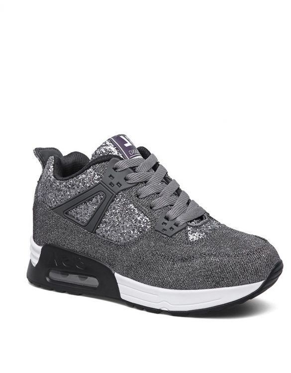 gri yüksek taban parlak spor ayakkabı sk16909