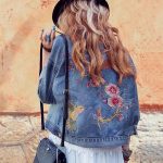 işlemeli mavi kot ceket sk16630