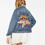mavi karikatür işlemeli kot ceket sk16636