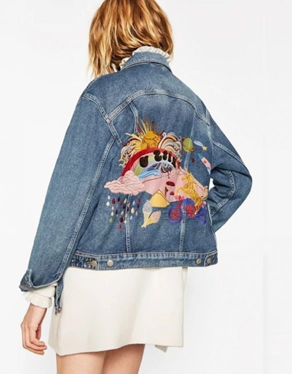 mavi karikatür işlemeli kot ceket sk16636 mavi karikatür işlemeli kot ceket sk16636