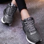 sk16909 gri simli yüksek taban spor ayakkabı