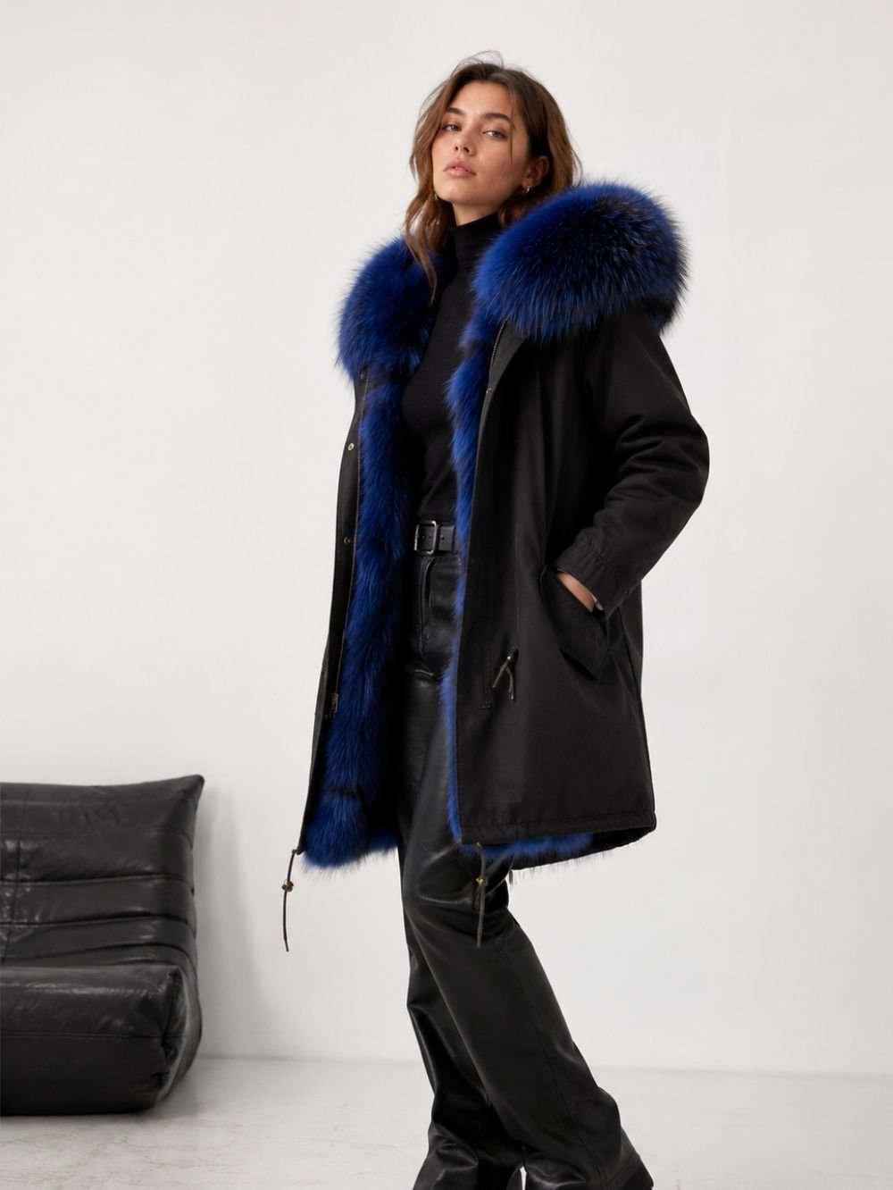 Fur Lined Hooded Parka for Women – Removable Lining Coat SK18481 - Image 4