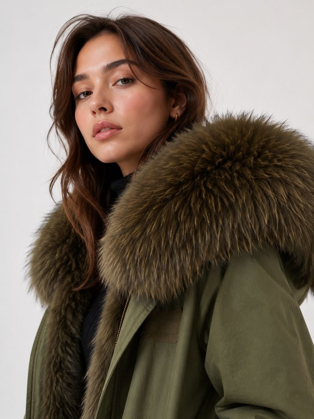 Fur Lined Hooded Parka for Women – Removable Lining Coat SK18481 - Image 3