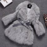 gri bağcıklı bayan kürk ceket sk18020