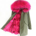 pembe kürk astarlı kapşonlu yeşil bonbon mont sk18481