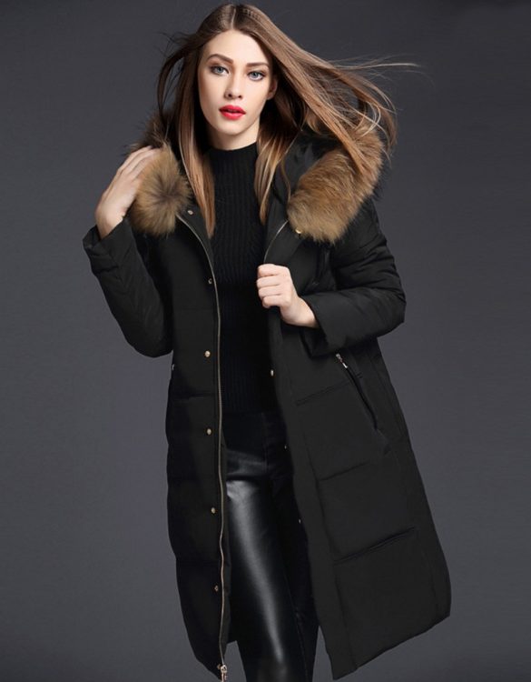 siyah yakası kürklü kaz tüyü parka sk18680 siyah yakası kürklü kaz tüyü parka sk18680