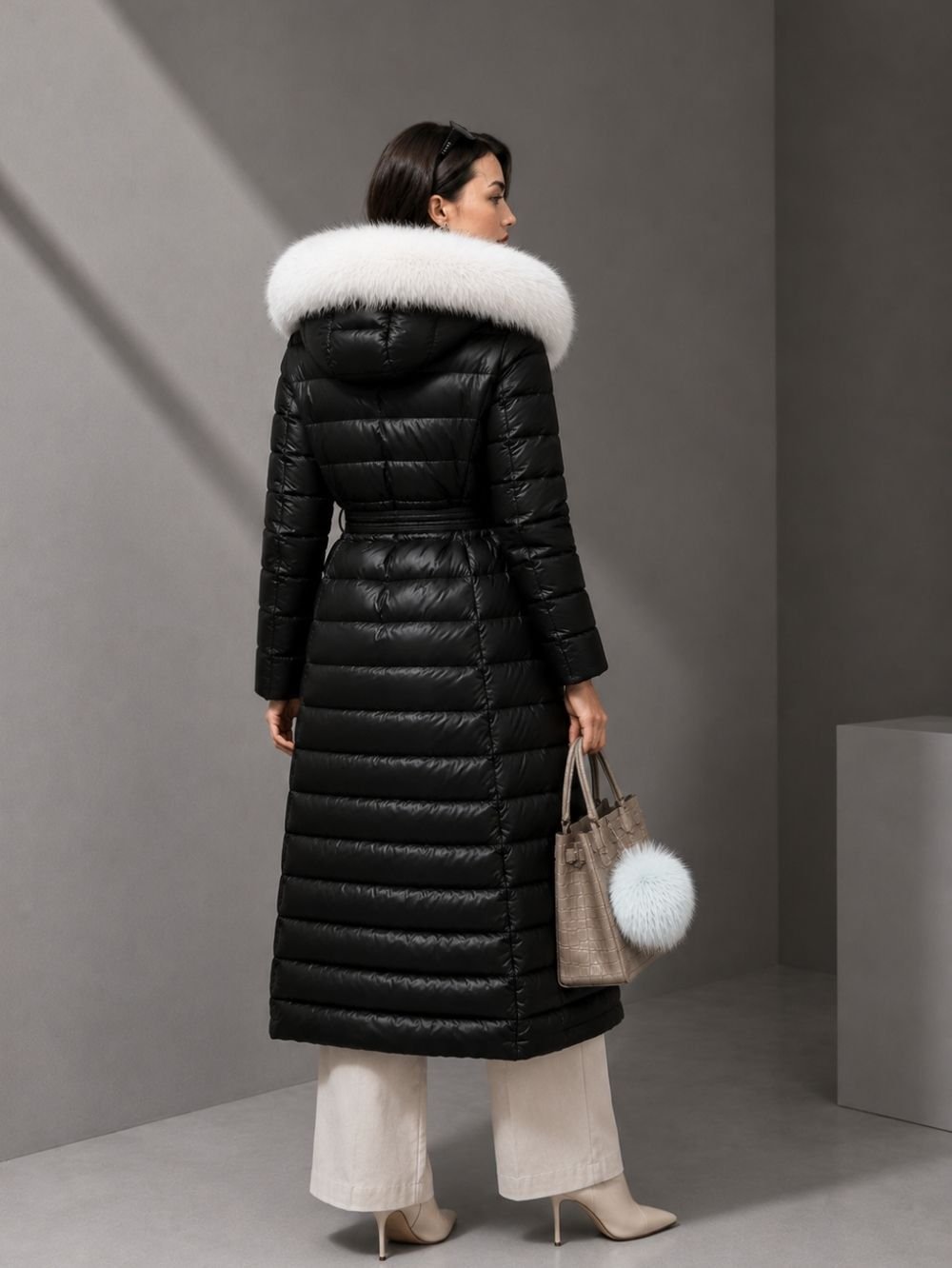 Raccoon Fur Hooded Puffer Parka for Women – Down Jacket SK19021 - Image 5