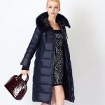 lacivert kürk-kapüşonlu uzun parka sk19536