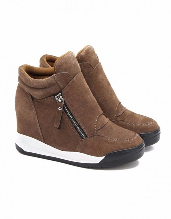 kahverengi gizli topuk fermuarli sneaker sk19855 kahverengi gizli topuk fermuarli sneaker sk19855