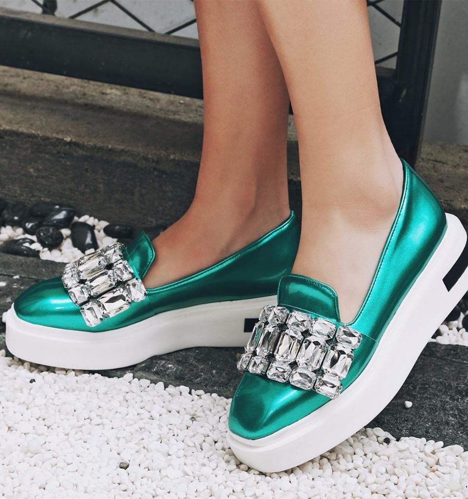 Rhinestone Platform Loafers for Women – Casual Shoes SK20649 - Image 5