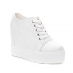 beyaz gizli topuk bağcıklı ayakkabı sk21655
