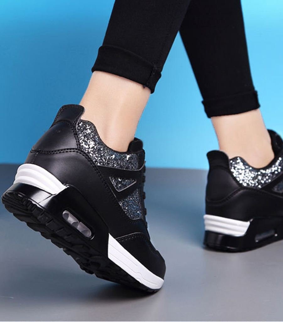 Sequin Hidden Wedge Sneakers for Women – Lace Up SK21524 - Image 5