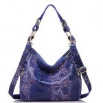 mavi yılan desenli deri omuz çantası sk22361